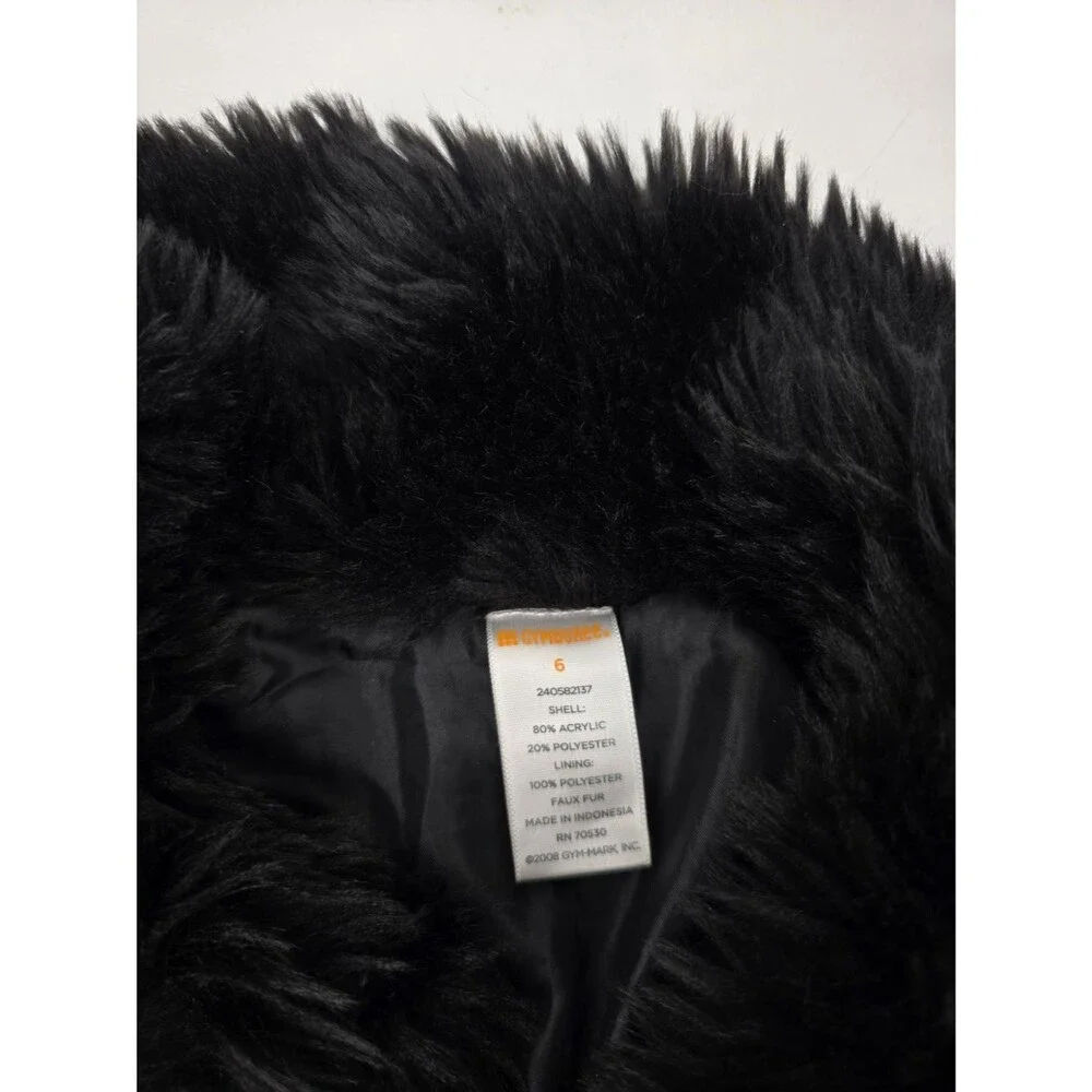 Gymboree Girls Black Faux Fur Coat Size 6